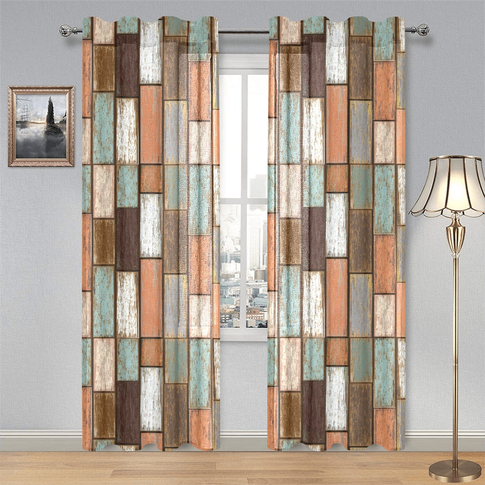 Wood Printed Pattern Print Design 02 Gauze Curtain