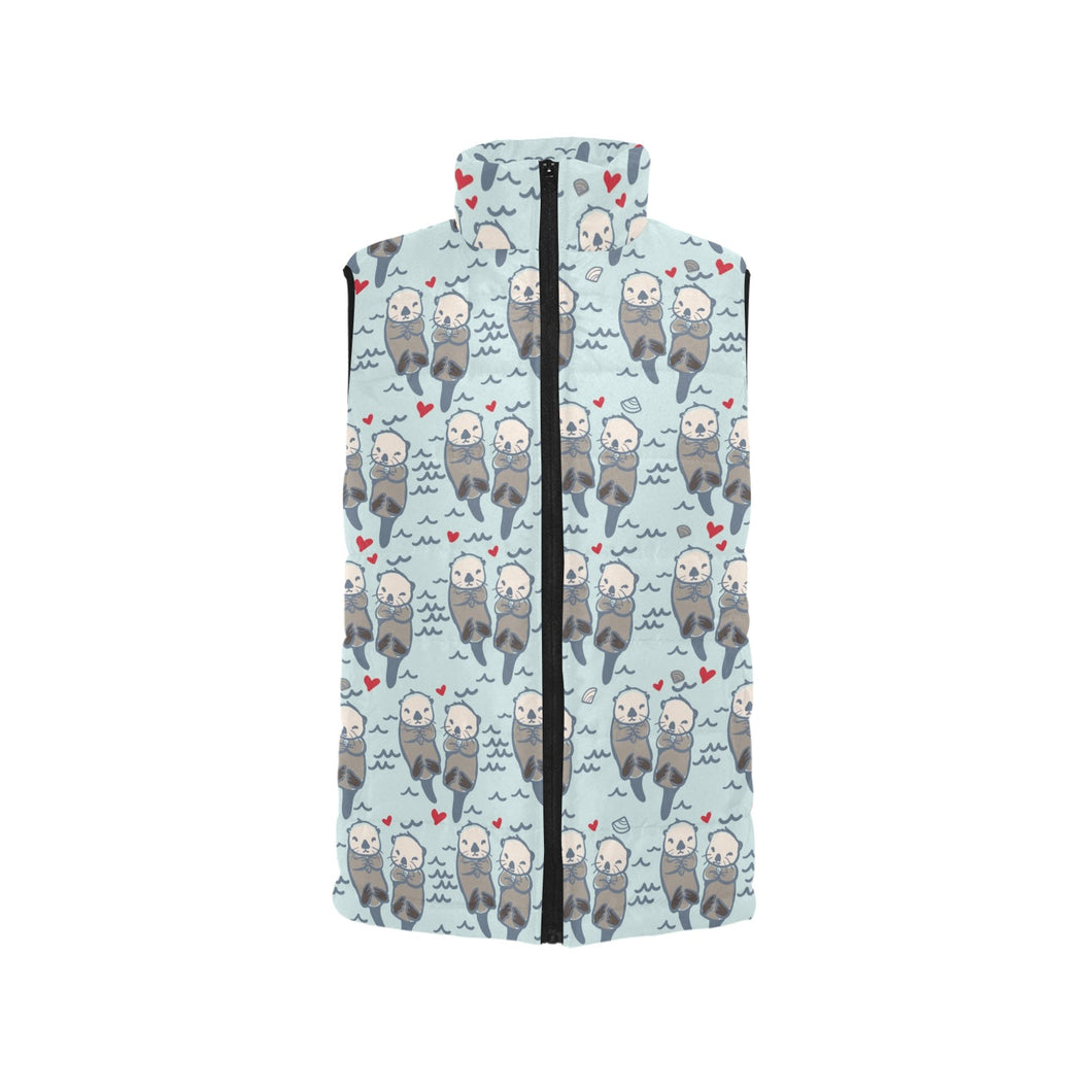 Lovely Sea Otter Pattern Men's Padded Vest