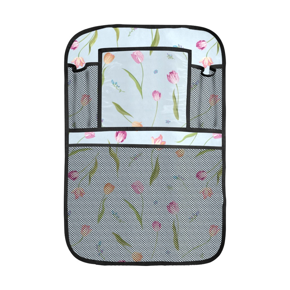 Watercolor Tulips pattern Car Seat Back Organizer