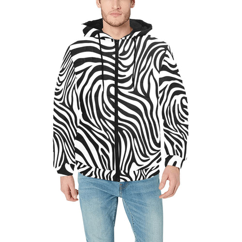 Zebra skin pattern Men's Padded Hooded Jacket