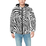 Zebra skin pattern Men's Padded Hooded Jacket