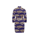 Beautiful japanese fan pattern Men's Long Sleeve Belted Night Robe