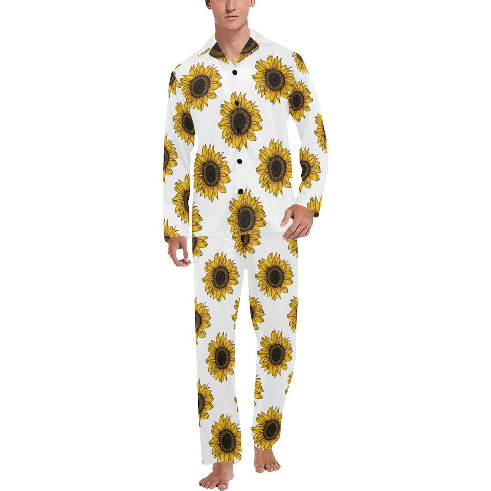sunflowers design pattern Men's Long Pajama Set