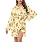 peanuts design pattern Women's Long Sleeve Belted Night Robe