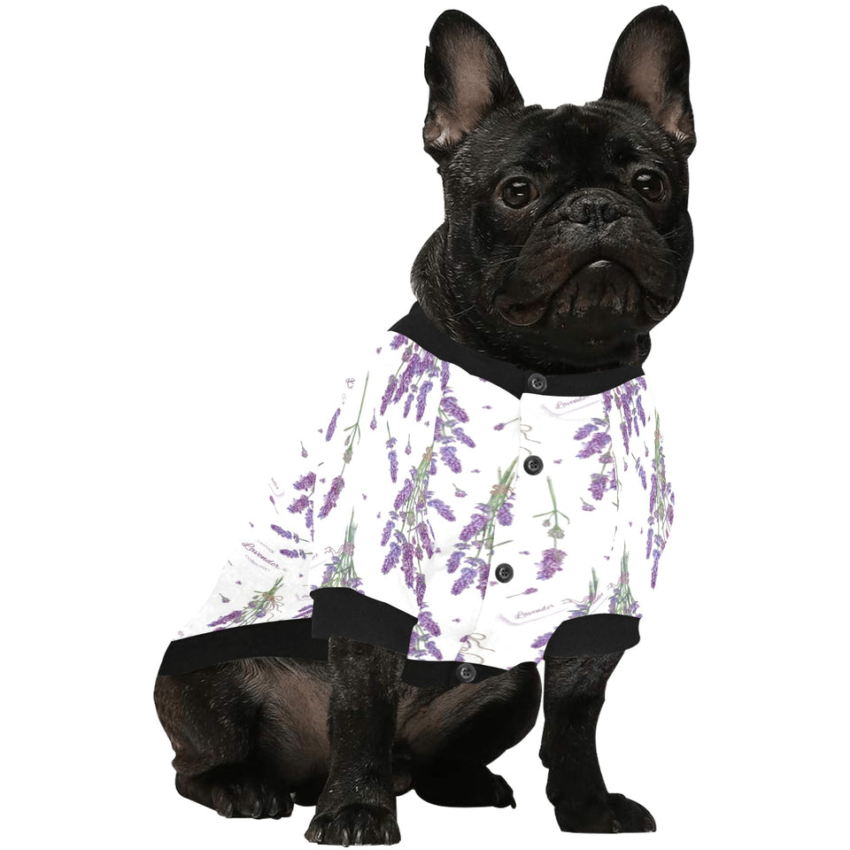 lavender flower design pattern All Over Print Pet Dog Round Neck Fuzzy Shirt