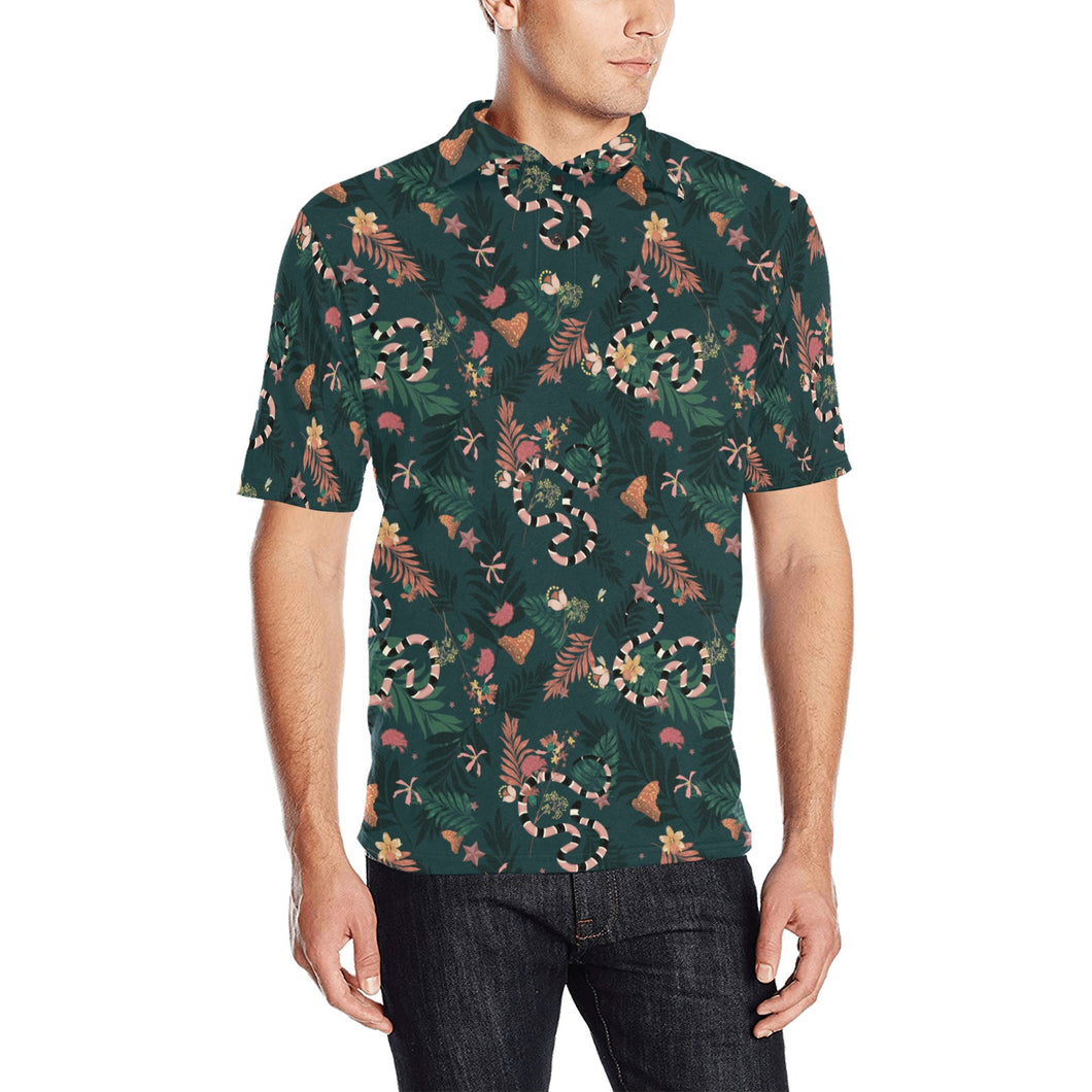 Snake forest pattern Men's All Over Print Polo Shirt
