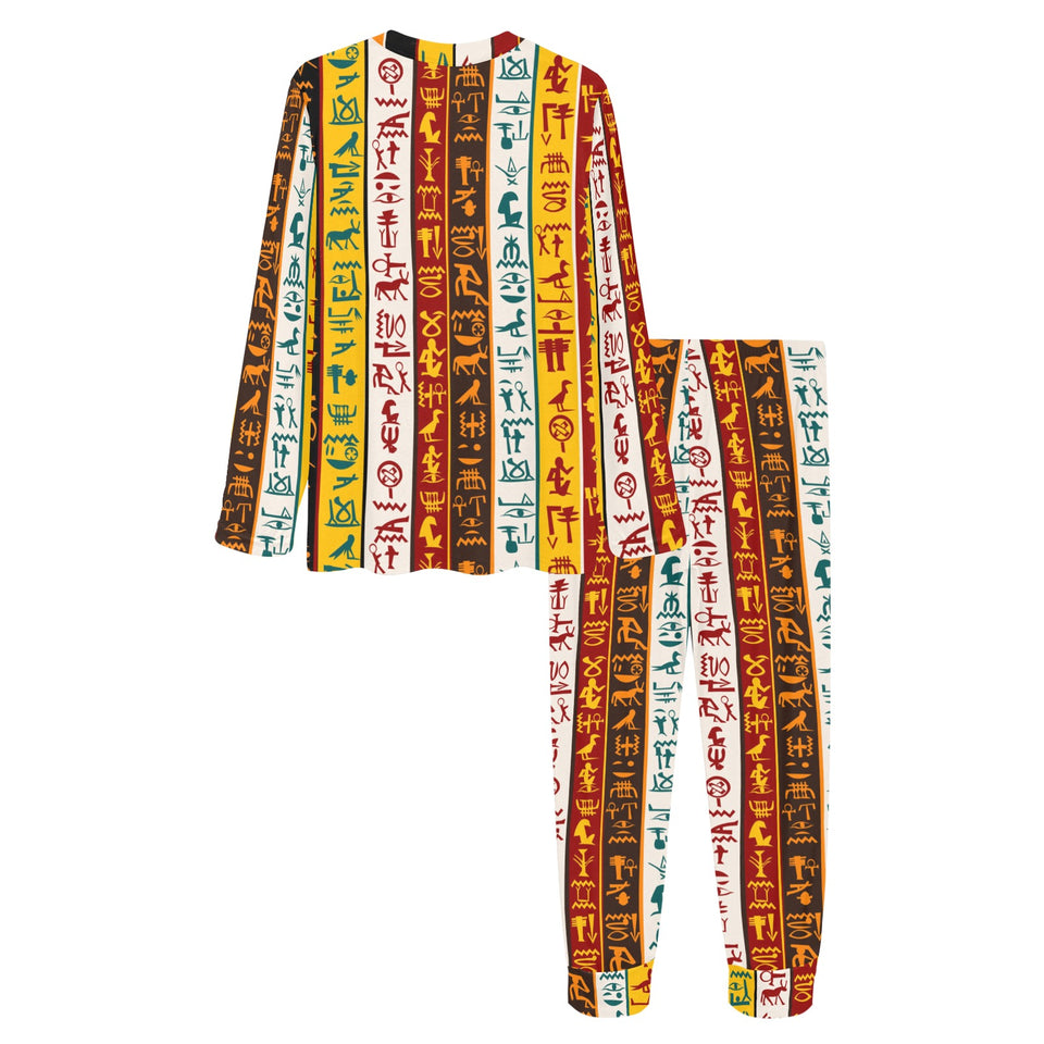 Egypt Hieroglyphics Pattern Print Design 01 Women's All Over Print Pajama Set