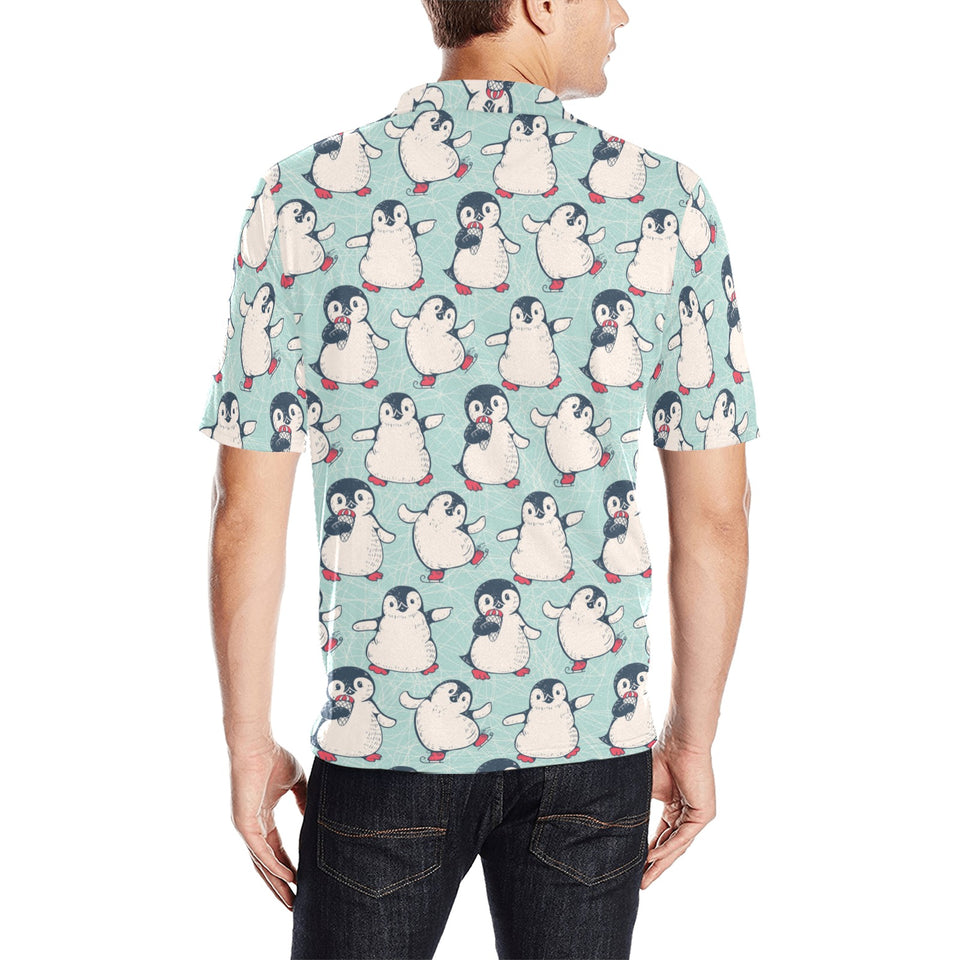 Cute Penguin pattern Men's All Over Print Polo Shirt