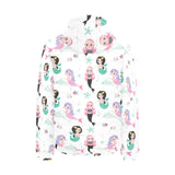 cute mermaid dolphin fish starfish pattern Men's Padded Hooded Jacket