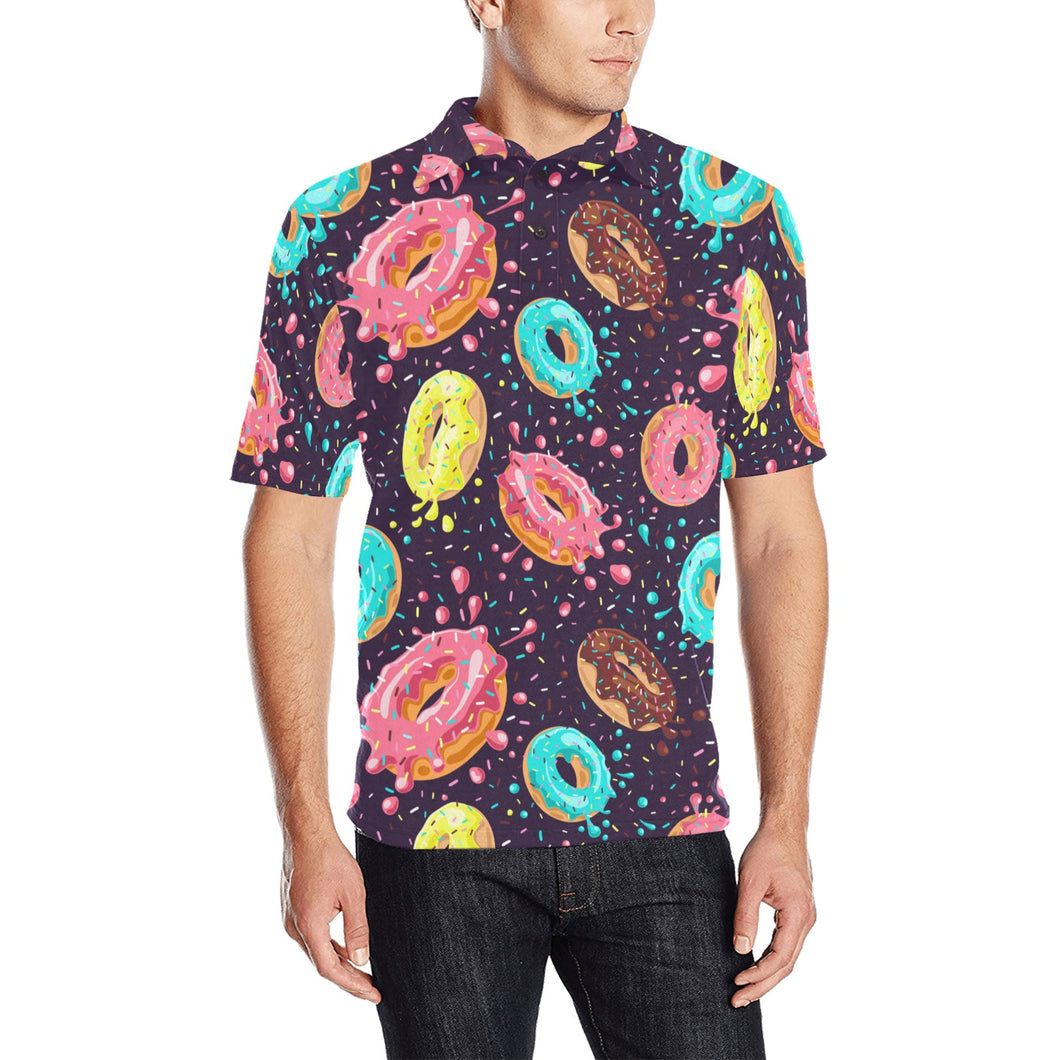 Colorful donut glaze pattern Men's All Over Print Polo Shirt