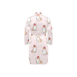 Cute Shiba Inu Dog Apple pattern Men's Long Sleeve Belted Night Robe