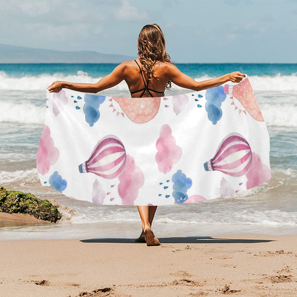 Watercolor air balloon cloud pattern Beach Towel