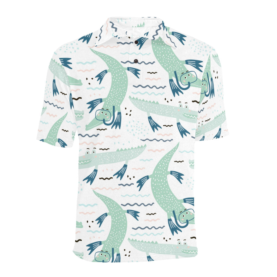Crocodile diver pattern Men's All Over Print Polo Shirt