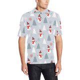 Snowman christmas tree snow gray background Men's All Over Print Polo Shirt