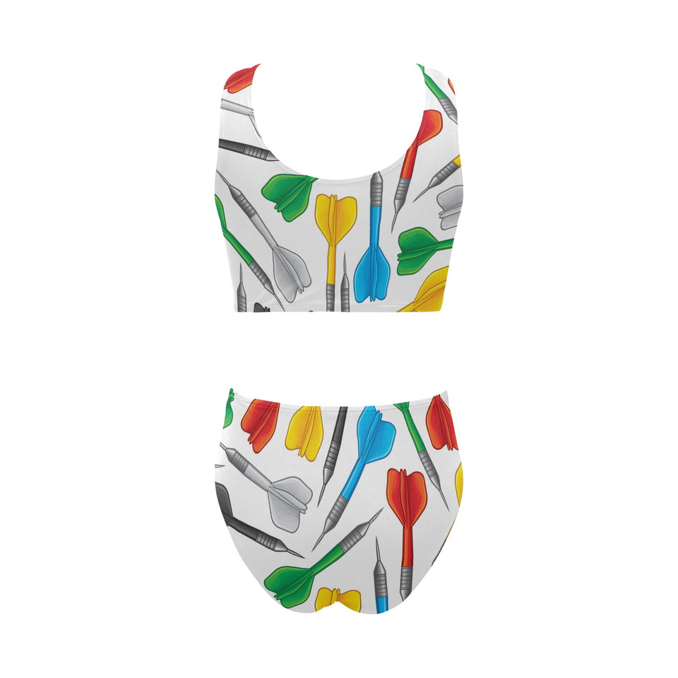 Darts Pattern Print Design 03 Chest Bowknot High Waisted Bikini Swimsuit