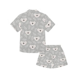 Cute koala leaves pattern Kids' Boys' Girls' V-Neck Short Pajama Set