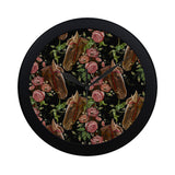 Horse head wild roses pattern Elegant Black Wall Clock
