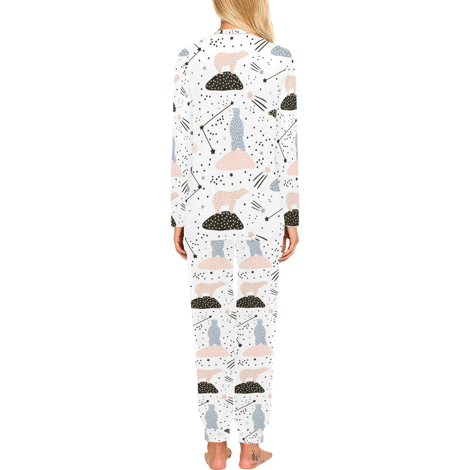 Polar bears star poka dot pattern Women's All Over Print Pajama Set