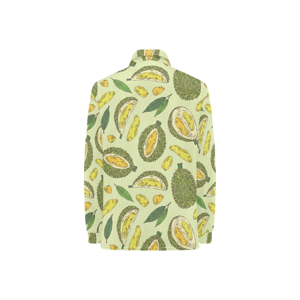 Durian leaves pattern background Women's Long Sleeve Polo Shirt