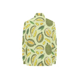 Durian leaves pattern background Women's Long Sleeve Polo Shirt