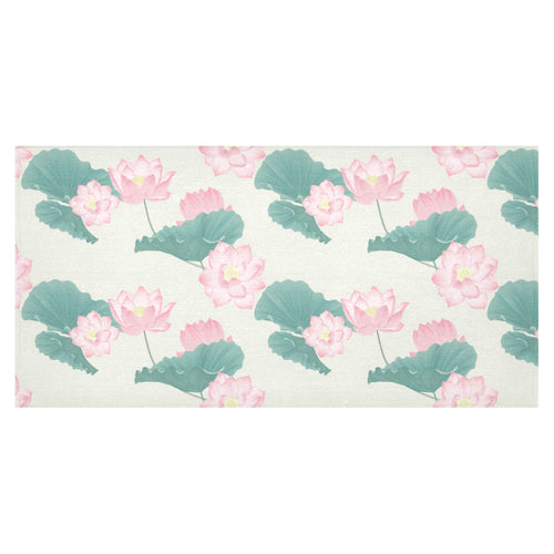 Pink lotus waterlily leaves pattern Tablecloth