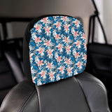 Hibiscus Pattern Print Design 02 Car Headrest Cover