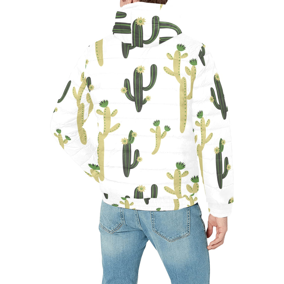 Cute cactus pattern Men's Padded Hooded Jacket