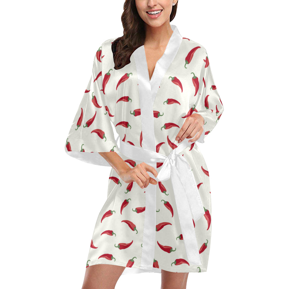 Chili peppers pattern Women's Short Kimono Robe