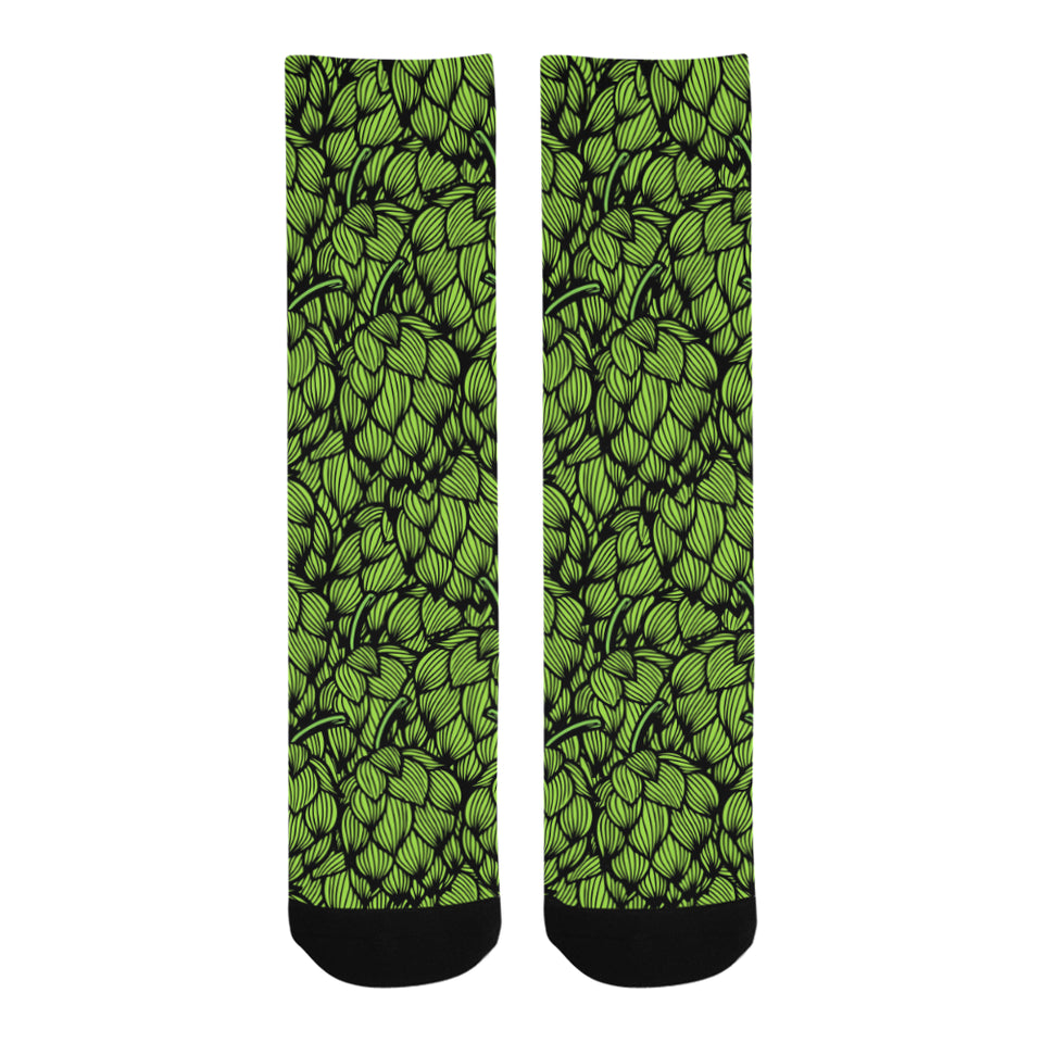 Green hop pattern Crew Socks