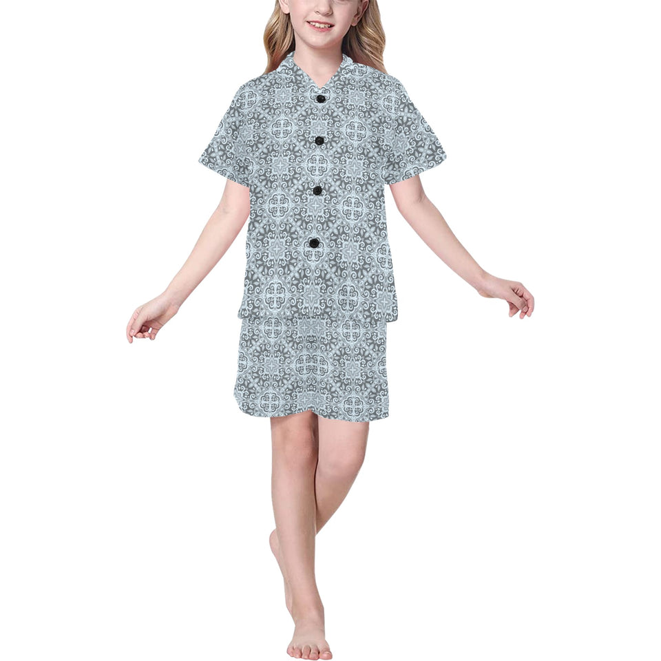 Traditional indian element pattern Kids' Boys' Girls' V-Neck Short Pajama Set