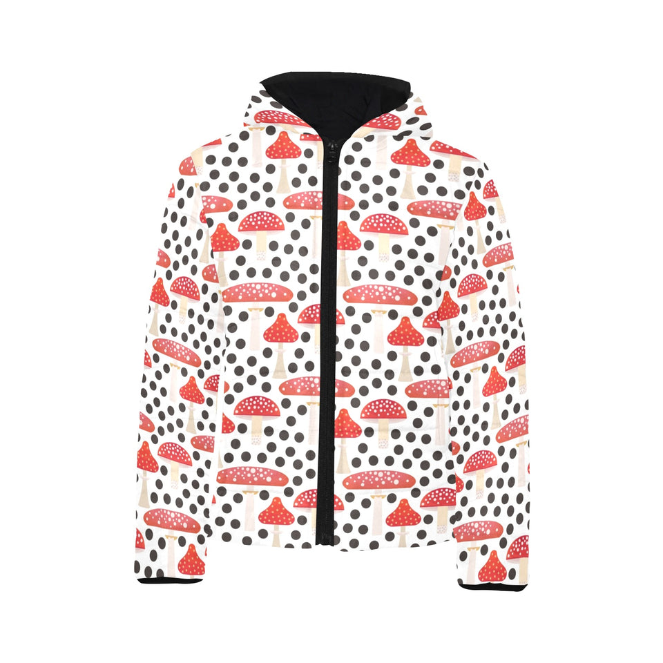 Red mushroom dot pattern Kids' Boys' Girls' Padded Hooded Jacket
