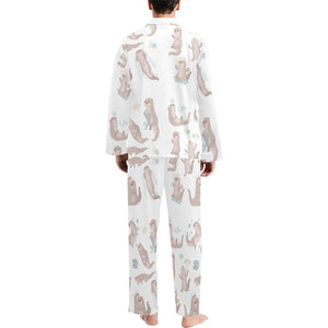 Cute sea otters pattern Men's Long Pajama Set