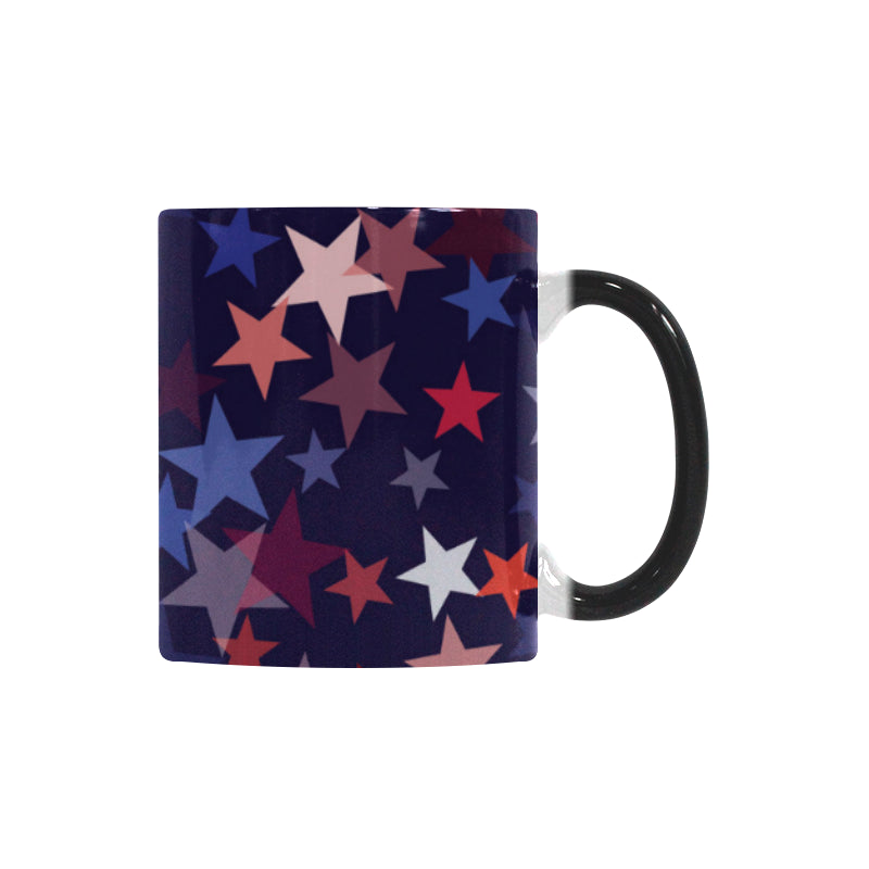 Red blue star pattern Morphing Mug Heat Changing Mug