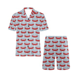 Sausage Pattern Print Design 02 Men's V-Neck Short Pajama Set