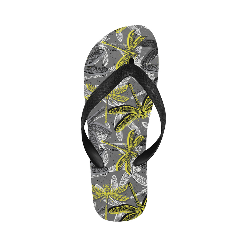 Hand drawn dragonfly pattern Unisex Flip Flops