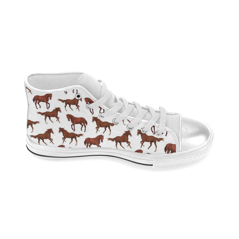 Horses running pattern background Women's High Top Canvas Shoes White