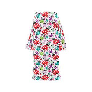 Ladybug Pattern Print Design 03 Blanket Robe with Sleeves