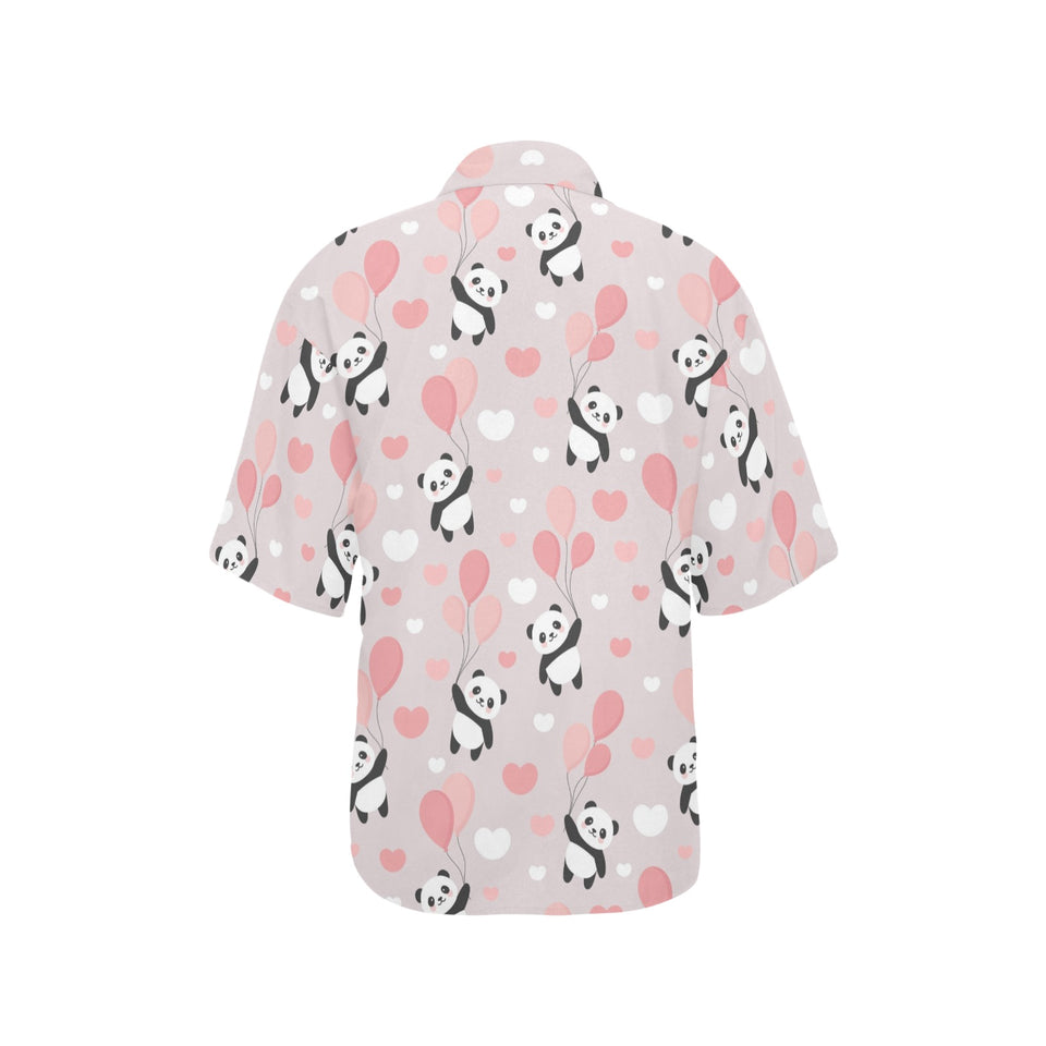 Cute panda ballon heart pattern Women's All Over Print Hawaiian Shirt