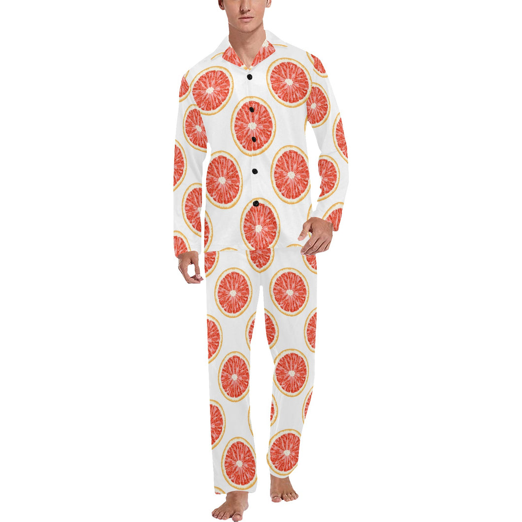 Grapefruit pattern Men's Long Pajama Set