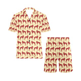 Greyhound Pattern Print Design 04 Men's V-Neck Short Pajama Set