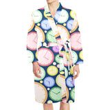Colorful clock background Men's Long Sleeve Belted Night Robe