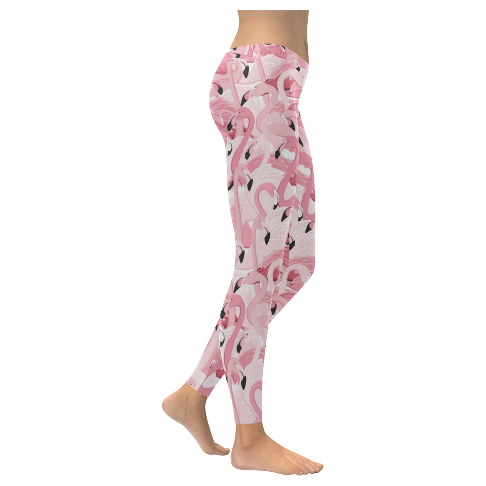 Pink flamingos pattern background Women's Legging Fulfilled In US