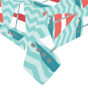 Red White sailboat wave background Tablecloth