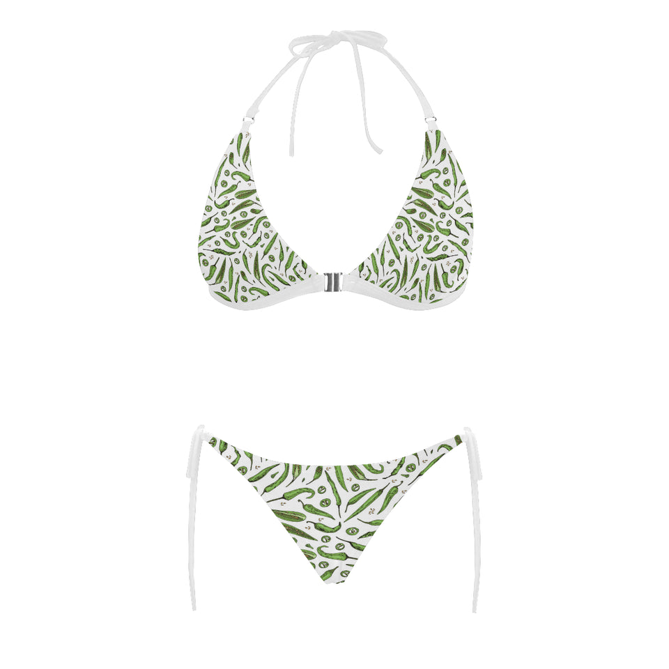 Hand drawn sketch style green Chili peppers patter Sexy Bikinis Two-Piece Swimsuits