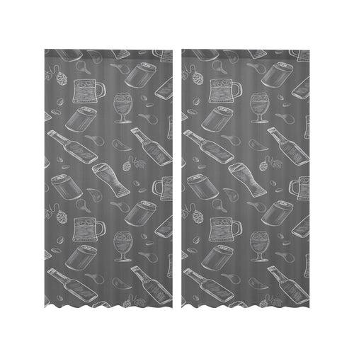 Beer hand drawn pattern Gauze Curtain