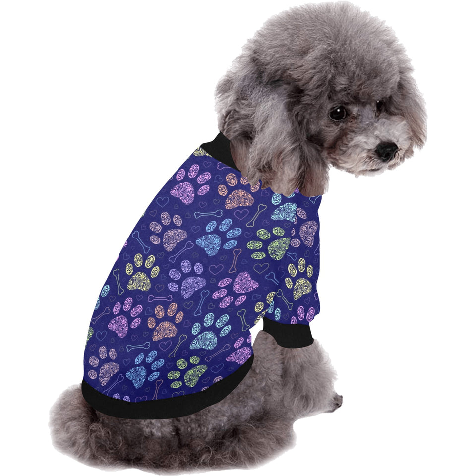 Dog Paws Pattern Print Design 02 All Over Print Pet Dog Round Neck Fuzzy Shirt