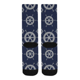 nautical steering wheel design pattern Crew Socks