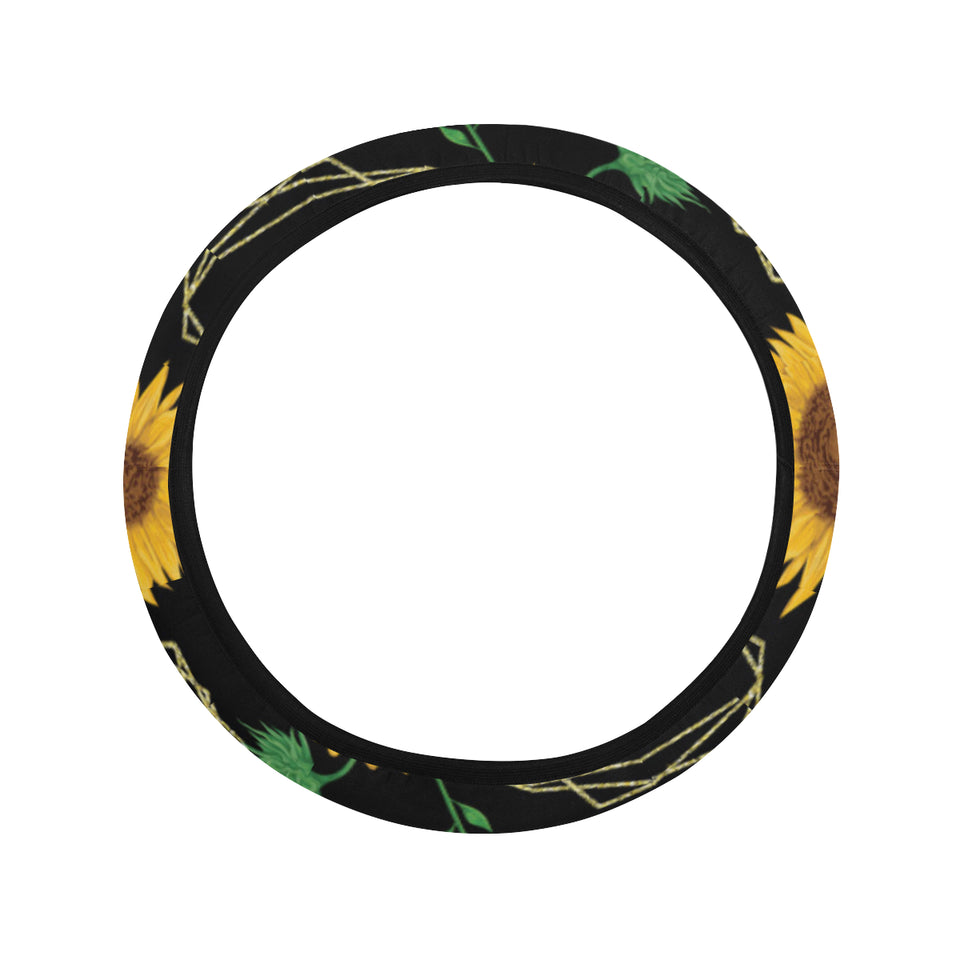 sunflower golden polygonal shapes Car Steering Wheel Cover