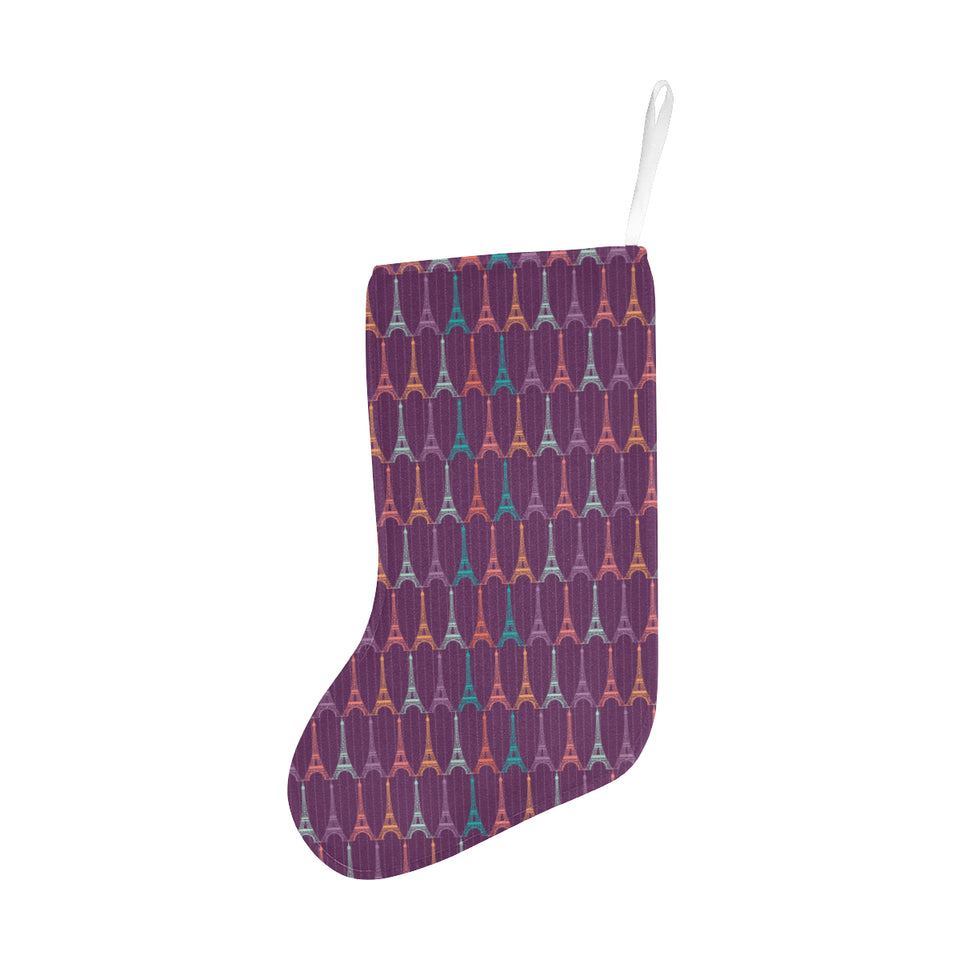 Eiffel Tower Pattern Print Design 05 Christmas Stocking