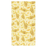 Saxophone cornet pattern yellow background Bath Towel